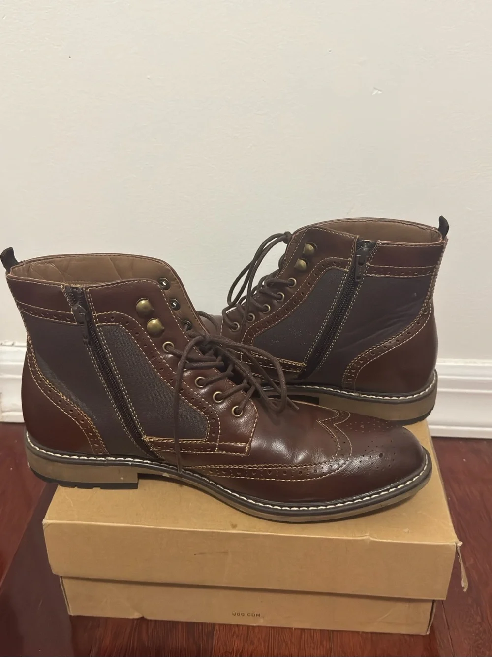 Sonoma Vitalize Ankle Boots Oxford Styled Chelsea Wingtip Men Brown Shoes 12 Med